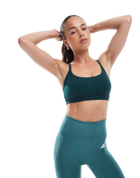 adidas Training – All Me – Ciemnozielony biustonosz sportowy zapewniający średnie podtrzymanie - view 1