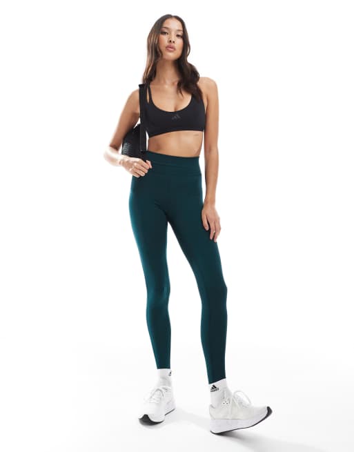 adidas Training – All Me Essentials – Pełnej długości ciemnozielone legginsy, 4 z 5