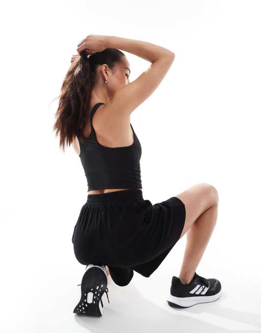 adidas Training all me medium support bra tank top in black , 4 of 4