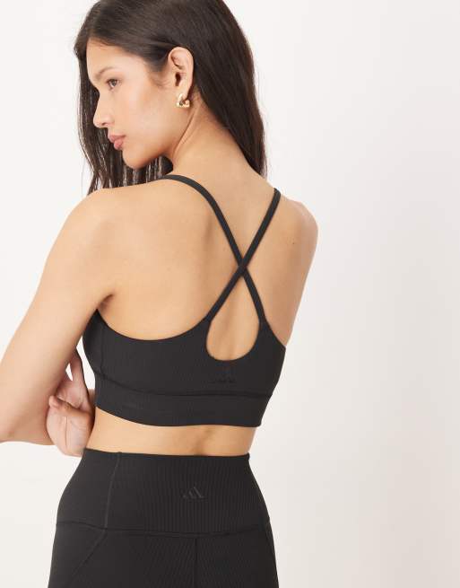 adidas Training - All Me - Sort ribstrikket sports-BH med let støtte, 2 af 4