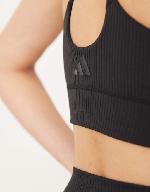 adidas Training - All Me - Sort ribstrikket sports-BH med let støtte, 4 af 4