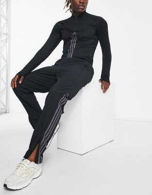 adidas Training Alpha Strength 3 stripe 1/4 zip sweat in black | Compare |  Closer