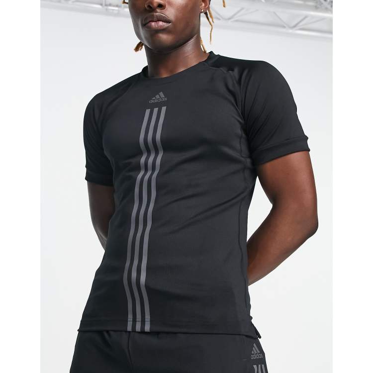 adidas Training Alpha Strength 3 stripe t-shirt in black | ASOS