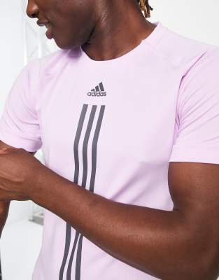 adidas Training Alpha Strength 3 stripe t-shirt in purple - ASOS Price Checker