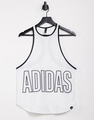 adidas Training alpha tank with logo in white