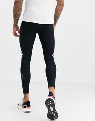 adidas training alphaskin leggings with 3 stripes in black