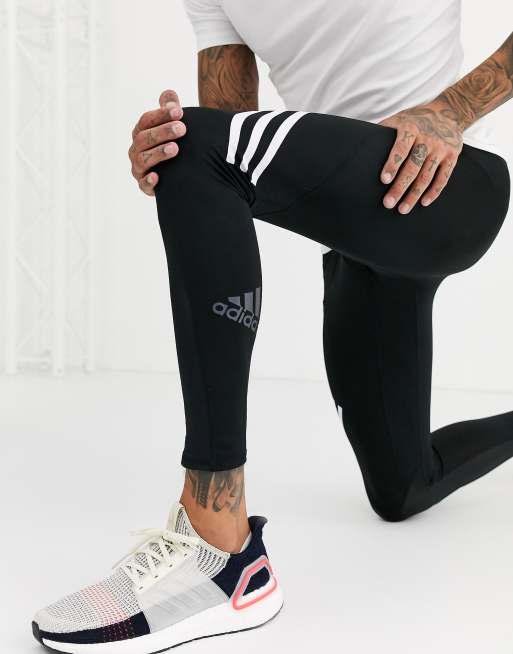 adidas Training alphaskin leggings with 3 stripes in black, ASOS