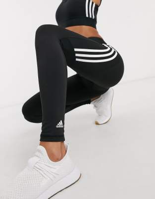 adidas training alphaskin leggings with 3 stripes in black