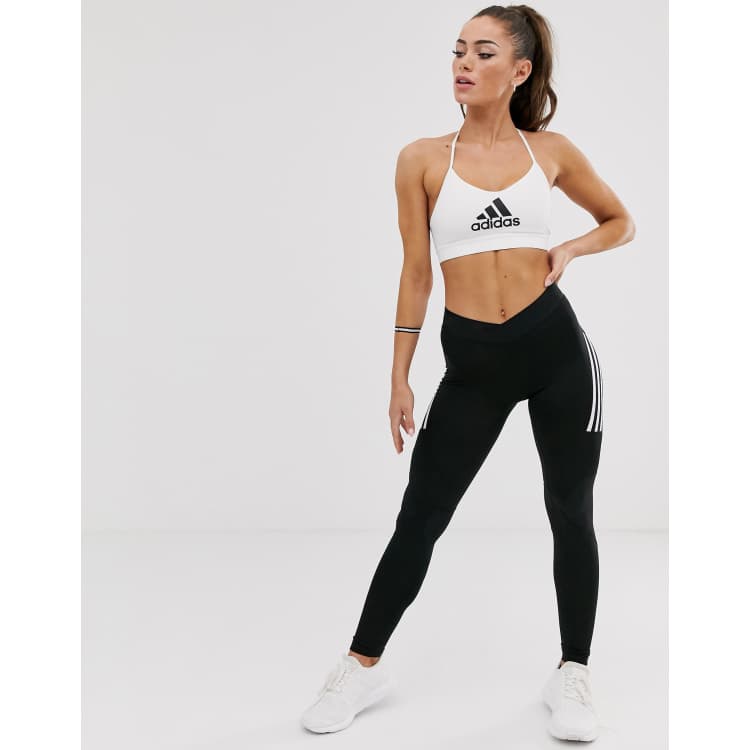 adidas Training alphaskin leggings with 3 stripes in black, ASOS