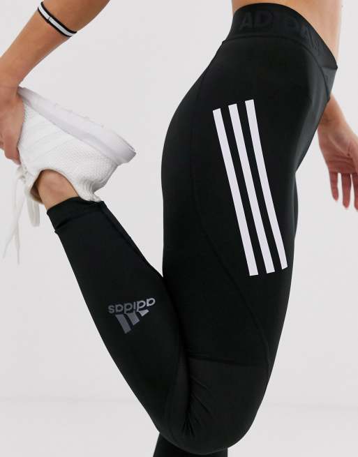 adidas Training alphaskin leggings with 3 stripes in black