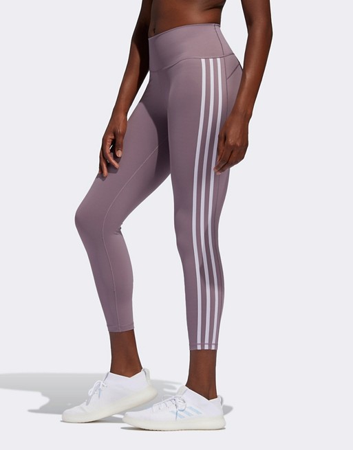 adidas Training Believe This 7/8 3 stripe leggings in purple | ASOS