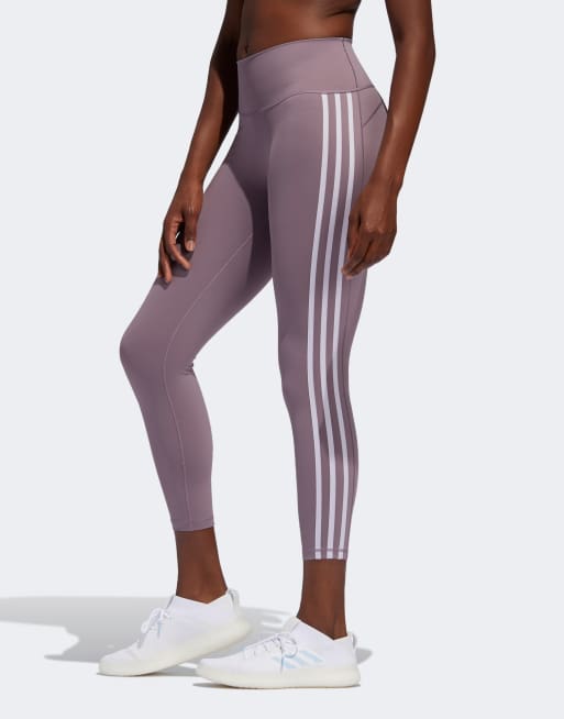 adidas Training Believe This 7/8 3 stripe leggings in purple