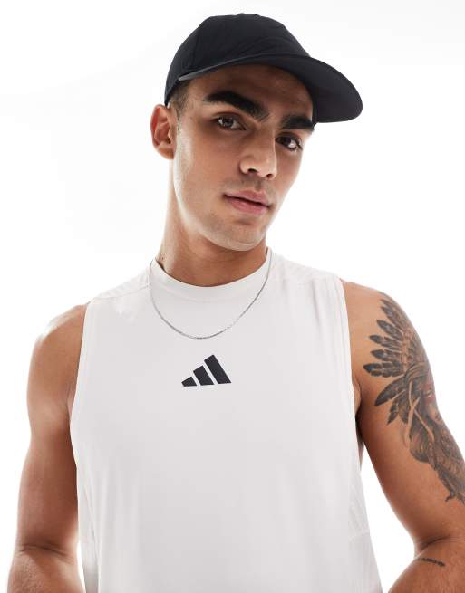 adidas Training – Biały top bez rękawów do intensywnych ćwiczeń, 4 z 4