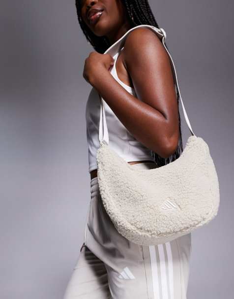 adidas Training - Borsa a tracolla crema in pile borg - view 1