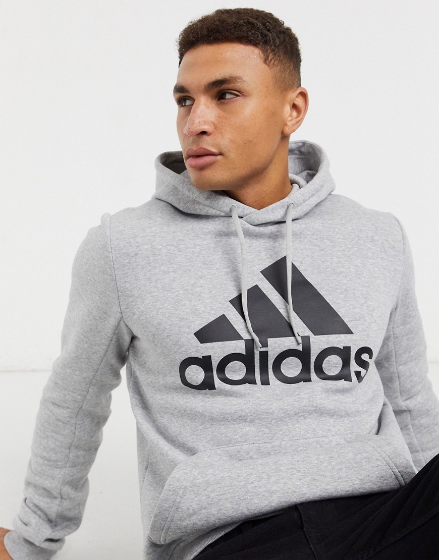 Adidas Training BOS fleece hoodie with chest logo in grey