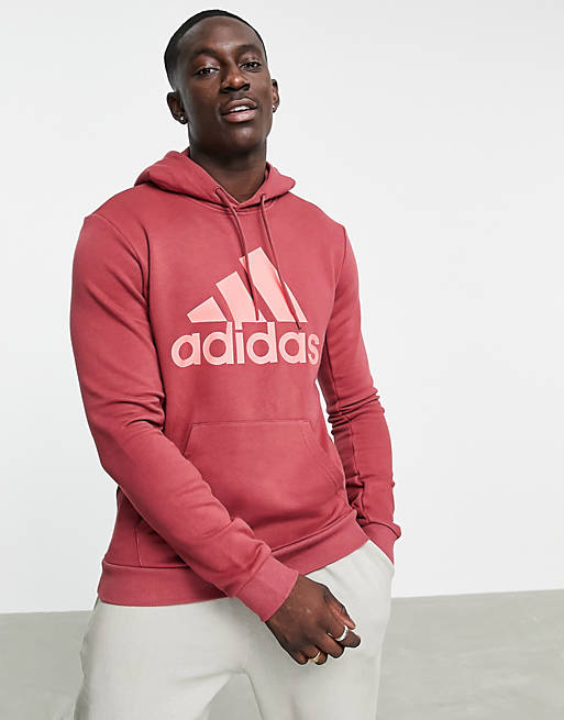 adidas Training BOS large chest logo hoodie in red