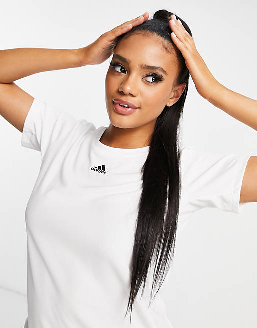 Women adidas Training boxy t-shirt in white 