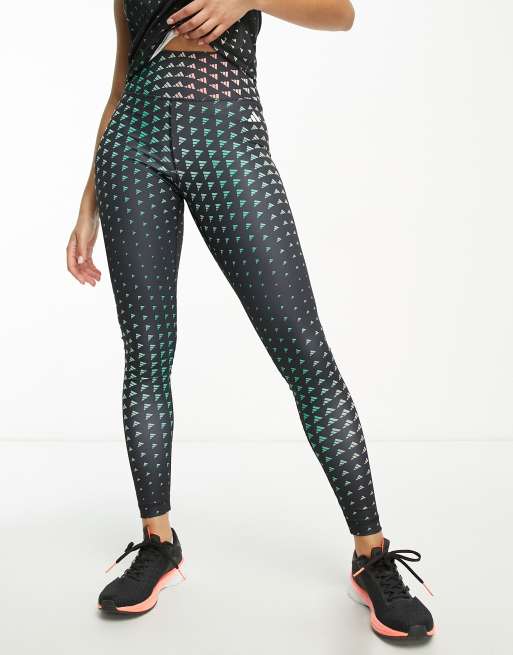 adidas Training Brand Love monogram print leggings in black