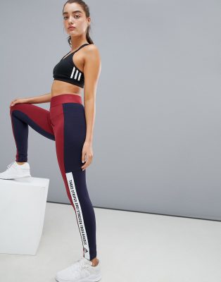 adidas 3 stripe burgundy leggings