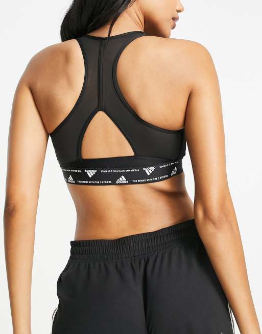 adidas Training - Hyperglam - Brassière de sport maintien léger à 3 bandes  - Noir