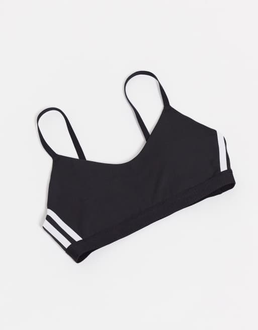 adidas Training - Brassière de sport maintien léger à logo 3 bandes - Noir