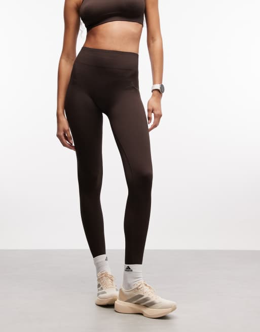 adidas Training – Brązowe dzianinowe legginsy o pełnej długości, 3 z 5