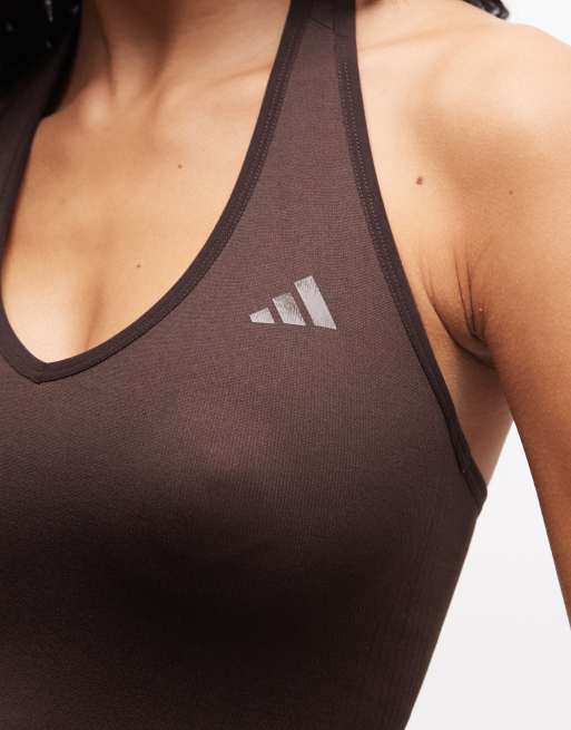 adidas – Training – Brun, stickad topp med halterneck, 2 av 4