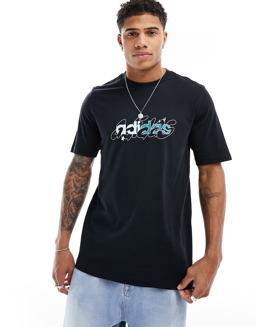adidas Training bubble graphic t-shirt in black