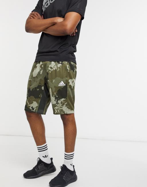 adidas Training camo shorts in green