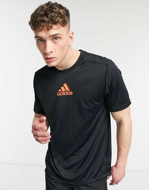 Orange and clearance black adidas shirt