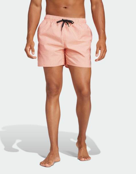 adidas Training – Classics – Kurze Badeshorts in gestreiftem Rot - view 1