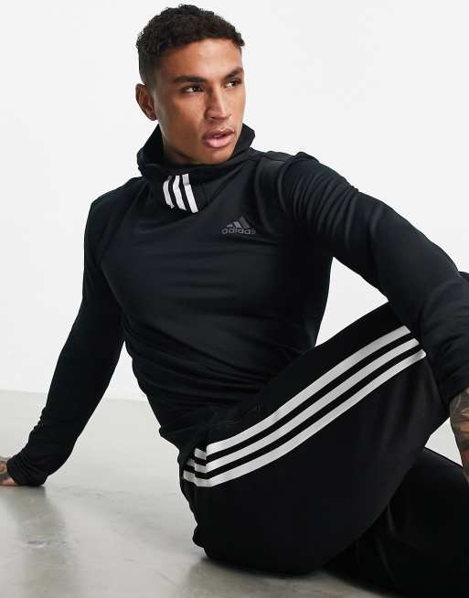 adidas Training – Cold Rdy – Czarny top z długimi rękawami i maseczką z trzema paskami