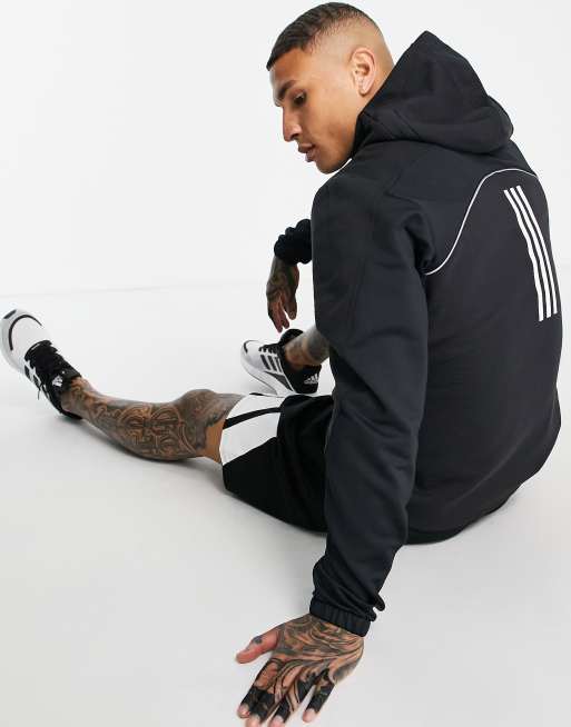 adidas - Training - Cold Rdy - Hoodie met 3-Stripes op de rug in zwart, 3 van 4