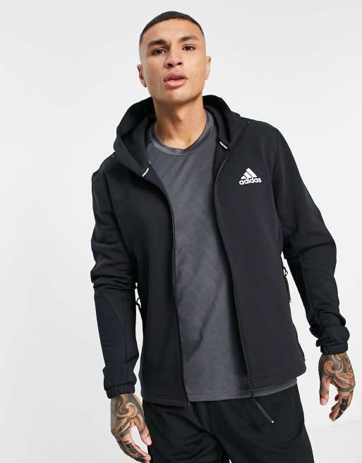 adidas - Training - Cold Rdy - Hoodie met 3-Stripes op de rug in zwart, 4 van 4