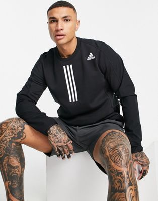 adidas Training Cold Rdy long sleeve top with front three stripes in black