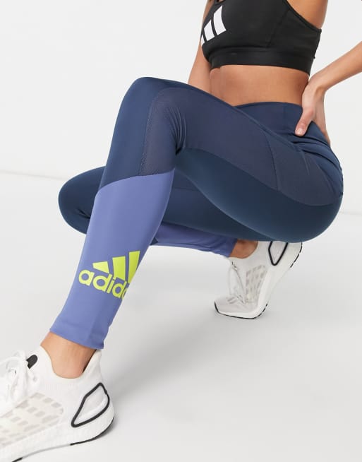 adidas Training colour block leggings in navy