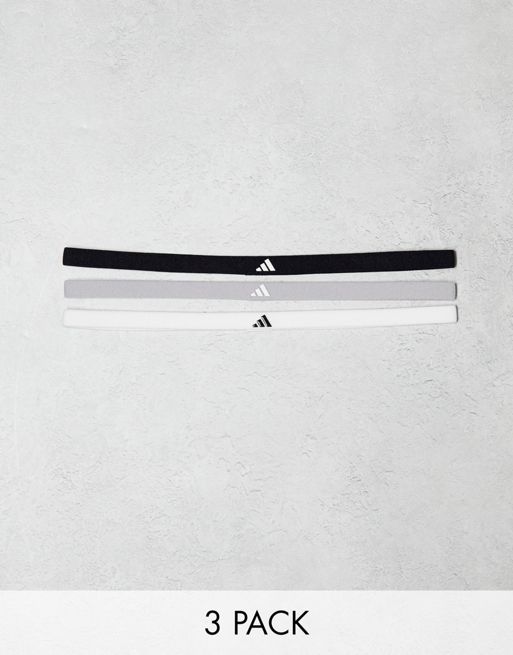 adidas - Training - Confezione da 3 fasce elastiche nera, grigia e bianca