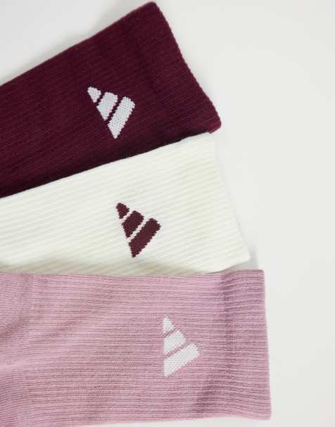 adidas Training - Confezione da 3 paia di calzini bianchi, rosa e bordeaux