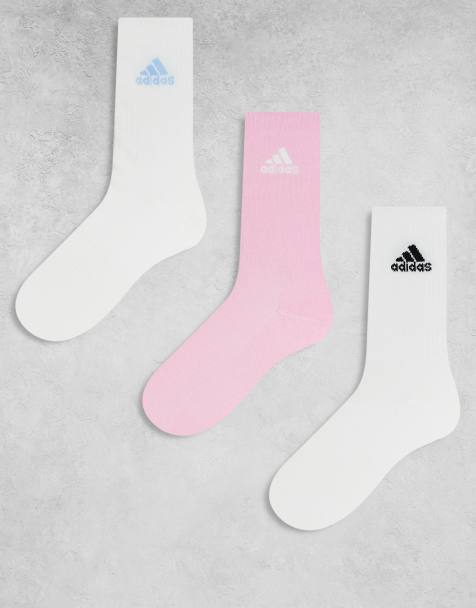 adidas Training – Crew-Socken in Weiß und Rosa im 3er-Pack - view 1