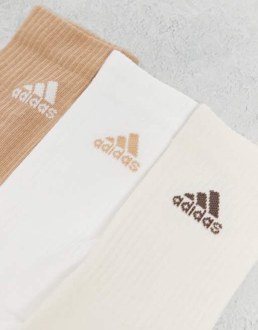 adidas Training crew socks in brown white cream 3 pack, 2 of 3