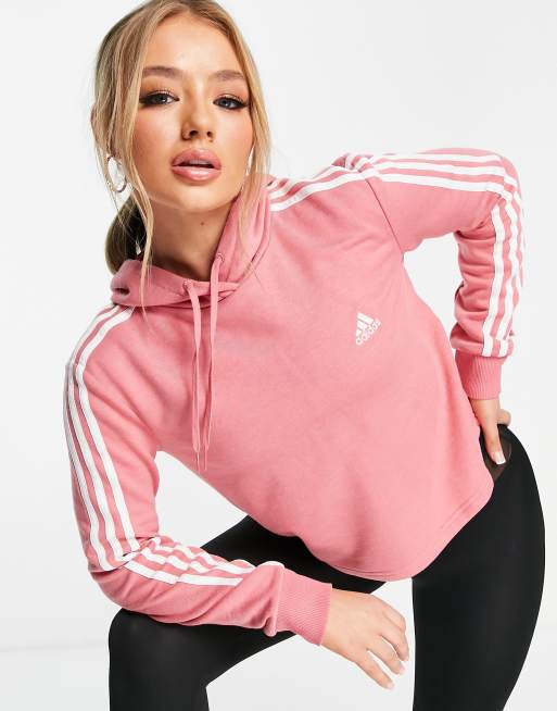 Pink adidas store tape hoodie