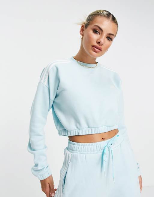 Adidas 3 stripes crop w sweater hotsell