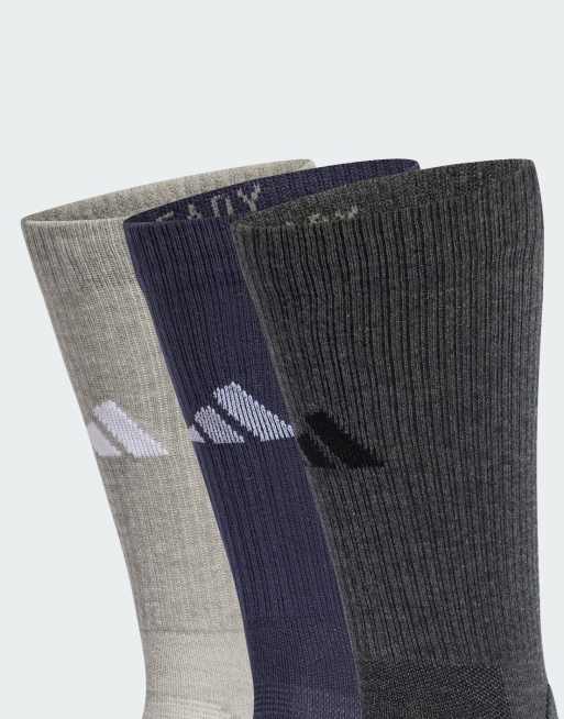 adidas Training cushioned 3 pack crew socks in grey , 2 of 2