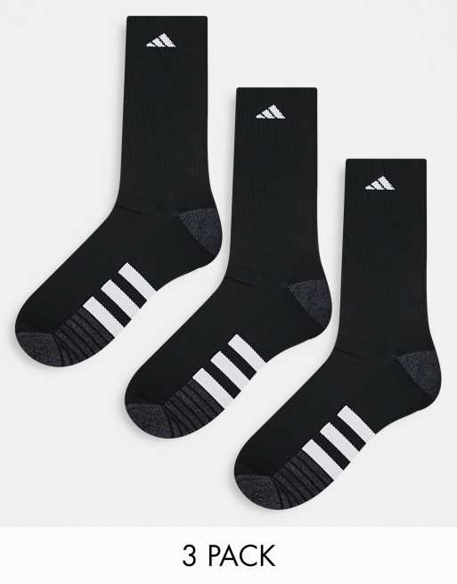 adidas Training Cushioned 3.0 3 pack crew socks in black | ASOS