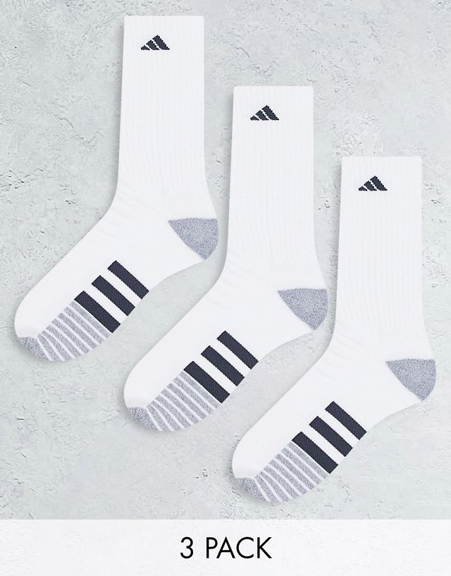 adidas Training Cushioned 3.0 3 pack crew socks in white