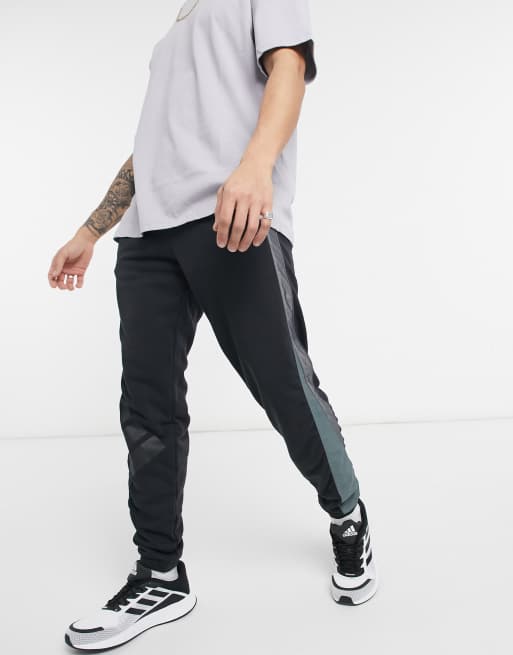adidas Training cut and sew joggers in black and grey ASOS