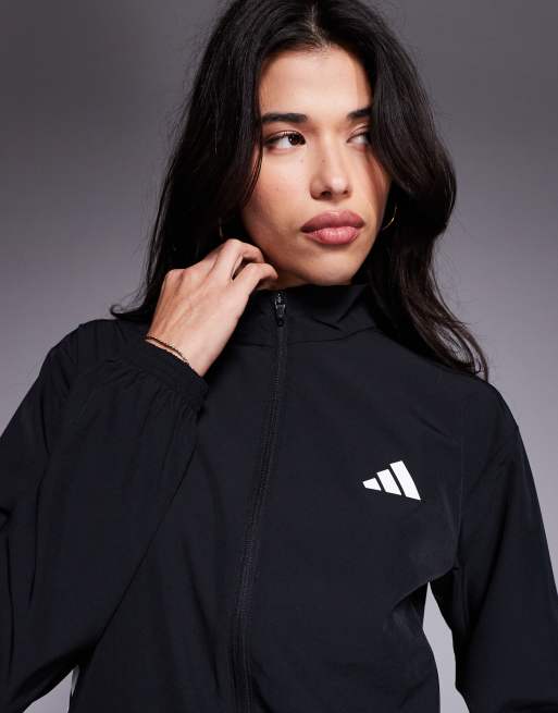 adidas Training – Czarna kurtka z tkaniny z 3 paskami, 3 z 4