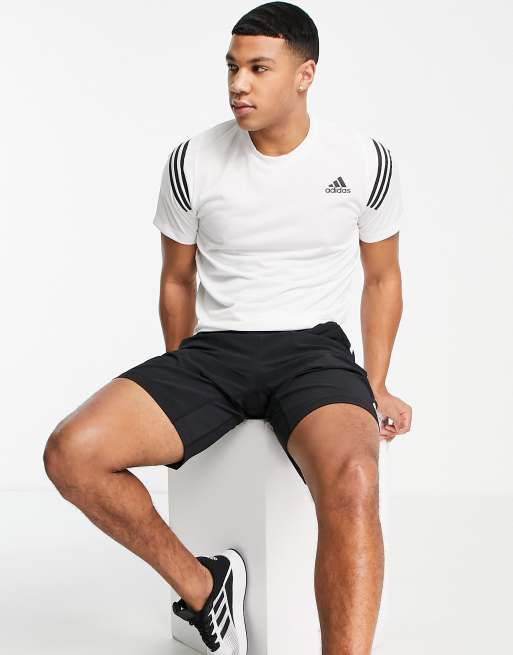 adidas Training – Czarny T-shirt z paskami na ramionach