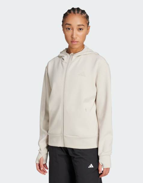 adidas Training – D4T – Beige sweatshirt med dragkedja - view 1