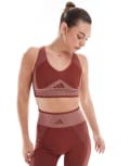 [adidas performance] adidas Training D4T light support sports bra in burgundy-Red XS BURGUNDY